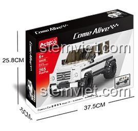 Mô hình xe địa hình G-Wagon AchKo 50026 với kích thước chi tiết dài 13.5cm, rộng 7.3cm, cao 7cm, phù hợp cho bé trai 6 tuổi.