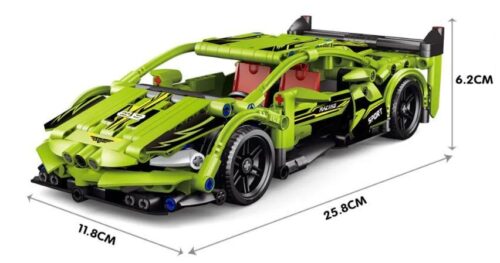 Hộp sản phẩm bộ lắp ráp xe đua Lamborghini AchKo 60012, 439 chi tiết, có chức năng kéo lùi, quà tặng hấp dẫn cho con trai.