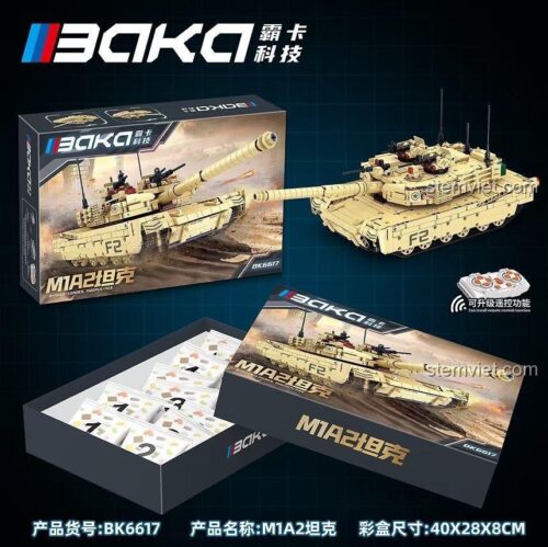 Mô hình xe tăng chiến đấu chủ lực M1A2 BAKA 6617 sau khi lắp ráp, bộ xếp hình 1582 mảnh chất lượng cao.