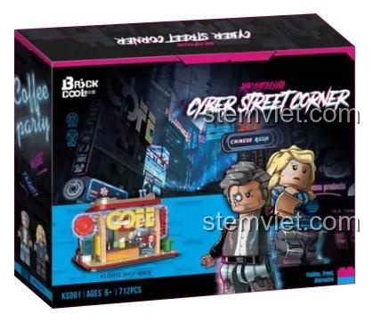 Hộp bộ lắp ráp Quán Cà Phê Tương Lai BrickCool KS001, đồ chơi mô hình 712 mảnh ghép, phong cách Cyberpunk độc đáo, giá tiết kiệm.