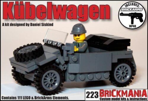 Bộ lắp ráp Brickmania 223b Xe Kübelwagen (Xám Đậm) kèm súng MP40, đồ chơi mô hình quân sự cho bé trai 8 tuổi, chất lượng cao, giá tốt.