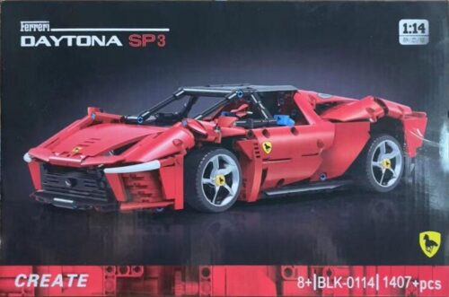 Hộp đồ chơi mô hình Buruco BLK-0114 Siêu xe Ferrari Daytona SP3 tỉ lệ 1:14, món quà giá tốt cho bé trai 8 tuổi.