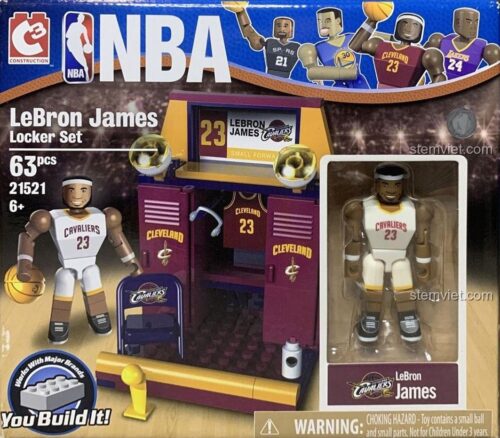 Hộp đồ chơi lắp ghép LeBron James C3 Construction 21521, bộ sưu tập NBA cho con trai, chất lượng cao.