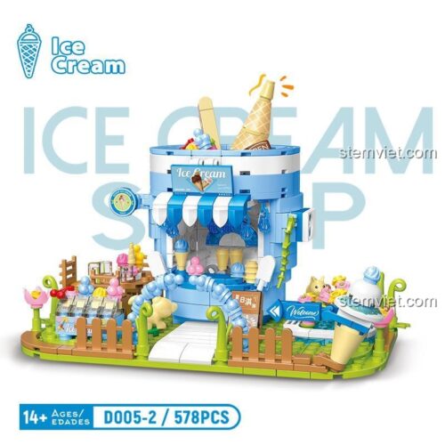 Đồ chơi mô hình Cửa hàng kem Ice Cream D005-2 Caco Blocks chi tiết tinh xảo cho bé gái 14 tuổi