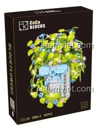 Hộp đồ chơi lắp ráp CaCo Blocks D006-4 Chậu Hoa Cây Cảnh, 592 mảnh ghép, có đèn LED, món quà sáng tạo cho bé gái.