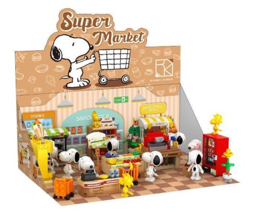 Toàn cảnh bộ lắp ráp Siêu thị của Snoopy CACO S016 với 853 mảnh, đồ chơi cho bé gái 6 tuổi giá rẻ.