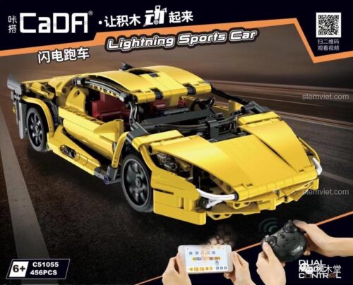 Hộp bộ lắp ráp CaDA C51055 Siêu xe thể thao Tia Chớp, hiển thị khả năng điều khiển từ xa và kết nối APP, đồ chơi mô hình cho bé trai 6 tuổi.