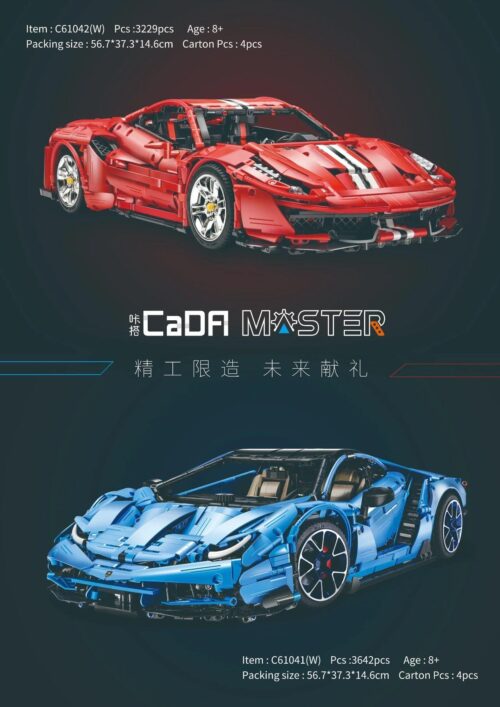 Bộ lắp ráp Siêu xe Ferrari 488 CaDA C61042 tỉ lệ 1:8 màu đỏ, 3187 mảnh ghép, có điều khiển từ xa và đèn LED. Đồ chơi mô hình chất lượng cao cho bé trai 8 tuổi, giá tốt.