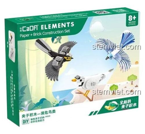 Hộp bộ lắp ghép Chim loài nguy cấp CaDA C71025, bộ xếp hình 342 mảnh cho bé 6 tuổi, đồ chơi giáo dục môi trường.