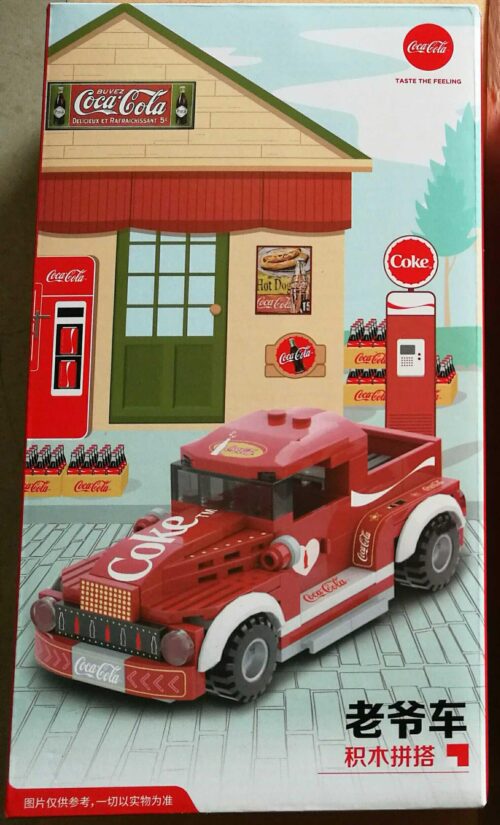 Hộp đồ chơi lắp ráp xe tải cổ điển Coca-Cola GGSY942308465B, mô hình xe bán tải vintage màu đỏ cho con trai 12 tuổi.