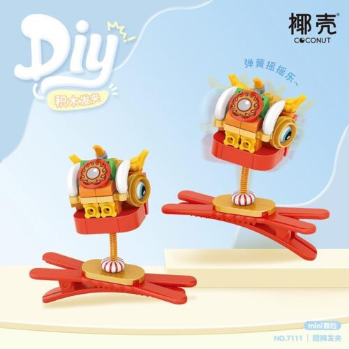 Bộ lắp ghép Kẹp tóc Đầu Lân Coconut 7111, phụ kiện tóc độc đáo cho bé gái 6 tuổi, giá rẻ. Đầu lân có thể lúc lắc vui nhộn.