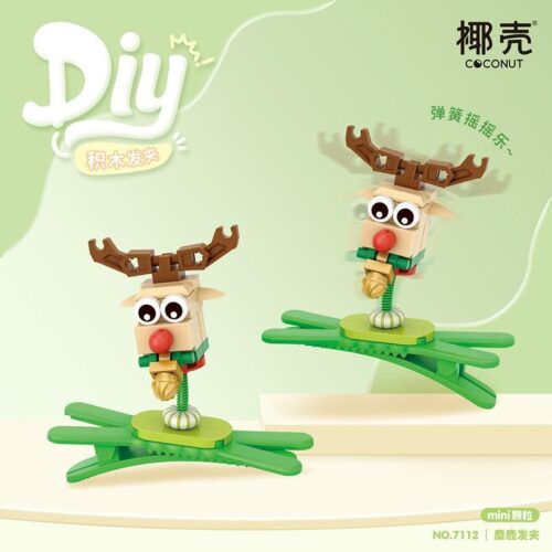 Bộ lắp ghép Kẹp tóc Tuần lộc Coconut 7112 giá rẻ cho bé gái 6 tuổi. Món đồ chơi sáng tạo, phụ kiện tóc xinh xắn chủ đề Giáng Sinh.
