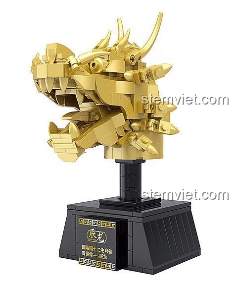 Mô hình lắp ghép COGO 12404-1 đầu Rồng Đồng chi tiết, đồ chơi xây dựng linh vật Rồng cho bé trai 6 tuổi, chất lượng cao.