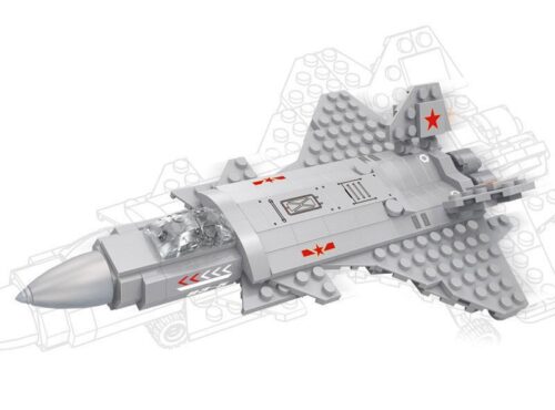 Poster giới thiệu bộ xếp hình tiêm kích tàng hình J-20 COGO 17005 với 184 chi tiết, lắp được 2 kiểu.