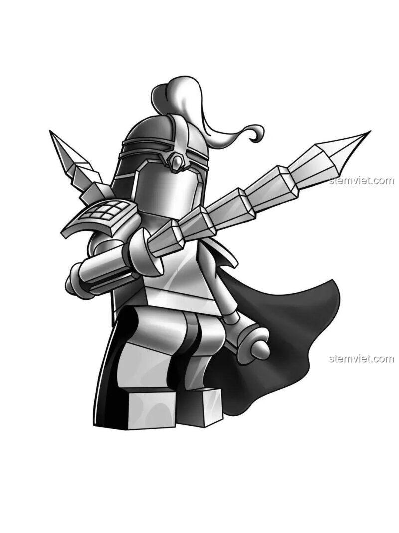 Phác thảo chi tiết minifigure Hoàng Cái DECOOL 20325, thể hiện sự tỉ mỉ trong thiết kế nhân vật Tam Quốc.