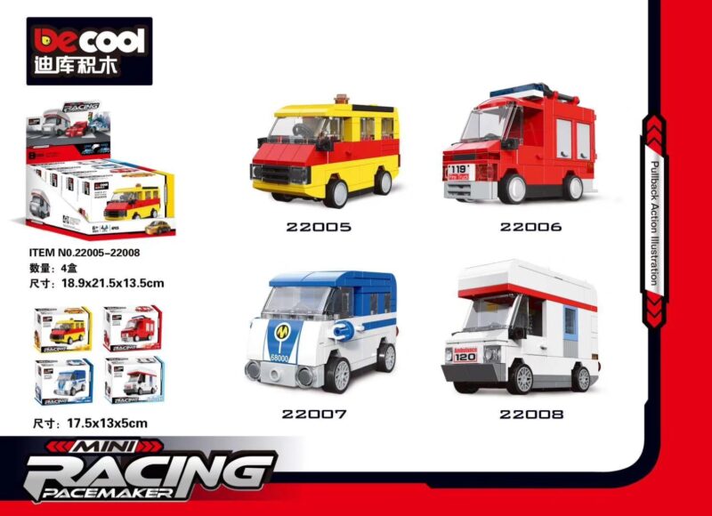 Tổng hợp bộ lắp ráp xe đua mini DECOOL 22007 và các mẫu khác trong series Mini Racing PaceMaker, đồ chơi cho bé trai 6 tuổi giá rẻ.