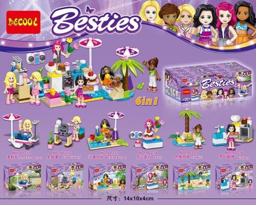 Bộ đồ chơi lắp ráp Decool 80211 Xe Kem Besties 6in1, món quà giá tốt cho bé gái 6 tuổi, chất lượng cao, có minifigure đáng yêu.