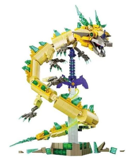 Mô hình lắp ráp DK 7034 Thanh Gươm Bậc Thầy và Bạch Long từ game Zelda, một bộ xếp hình 1298 chi tiết cho con trai 8 tuổi.