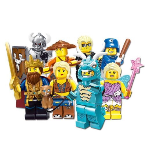 Bộ đồ chơi Các nhân vật hành động mini Enlighten 1503A, bao gồm 8 minifigures đa dạng chủ đề như hiệp sĩ, tiên nữ, chiến binh cho bé trai và bé gái 6 tuổi.