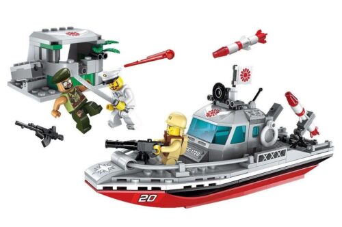 Bộ lắp ráp Chiến Trường: Cuộc Chiến Bờ Biển Enlighten 1720 với tàu tuần tra quân sự và bunker phòng thủ, đồ chơi mô hình quân đội cho bé trai 6 tuổi, giá tốt.