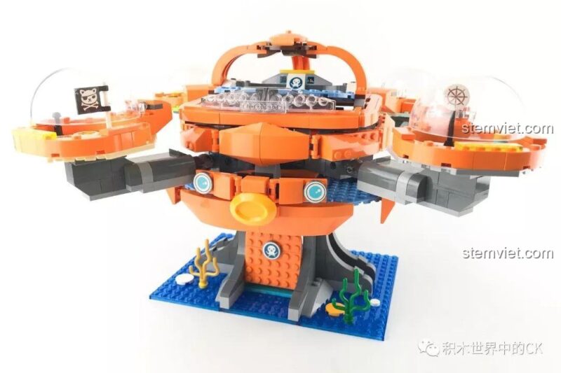 Mô hình hoàn chỉnh của đồ chơi mô hình Trụ Sở Hải Đội Octonauts 3708, với thiết kế chi tiết và màu sắc sống động, mang lại trải nghiệm khám phá đại dương cho bé trai 6 tuổi.