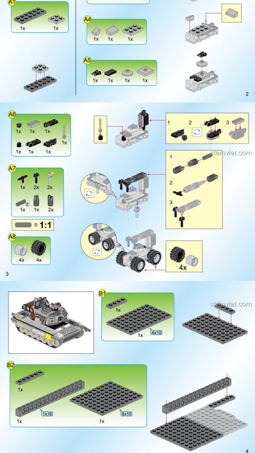 Hướng Dẫn Lắp Ghép Enlighten 721 Xe Tăng Bá Vương Xuất Kích - Sách Lắp Ghép Enlighten Qman 1721 Xe Tăng Bá Vương