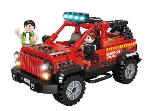Mô hình lắp ráp FC1623 Xe Jeep địa hình đỏ của Forange với đèn LED, đồ chơi xếp hình cho bé trai 6 tuổi.
