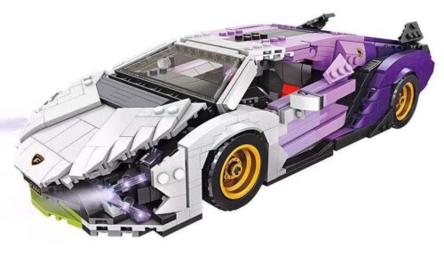 Hộp đồ chơi mô hình xe đua Lamborghini màu tím Forange FC1804, 1223 chi tiết, tỉ lệ 1:14.