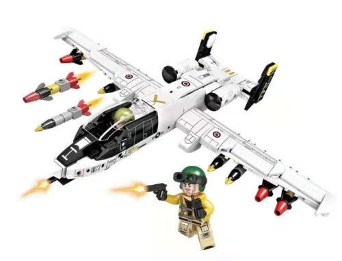 Bộ lắp ráp Forange FC4101 Máy bay tấn công A-10 với minifigure phi công, vũ khí đa dạng, phù hợp bé trai 6 tuổi, giá tốt.