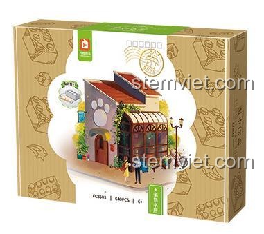 Hộp đồ chơi Forange FC8503 Ngôi nhà mơ ước Tiệm sách thú cưng, bộ lắp ghép 640 mảnh, quà tặng bé gái 6 tuổi