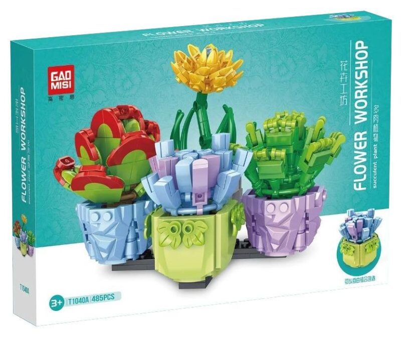 Bộ lắp ghép Cây mọng nước GAOMISI T1040A, đồ chơi lắp ghép Xưởng Hoa: Cây Mọng Nước 4 Kiểu cho bé 3 tuổi, giá tốt
