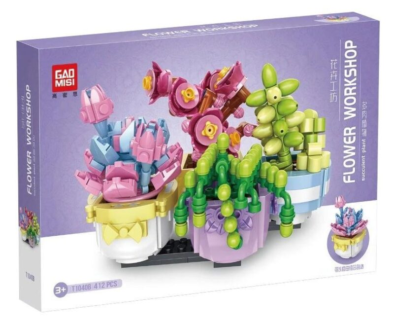 Bộ lắp ghép cây mọng nước GAOMISI T1040B cho bé gái 3 tuổi, đồ chơi lắp ráp mô hình cây cảnh giá tốt.