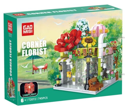 Hộp đồ chơi GAOMISI T2072 Cửa hàng hoa góc phố, 741 mảnh ghép, có đèn LED, quà tặng cho bé gái 6 tuổi, giá tiết kiệm.