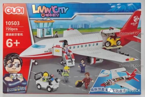 Hộp đồ chơi xếp hình GUDI 10503 Máy bay Gudi Air 777, quà tặng sinh nhật cho bé trai.