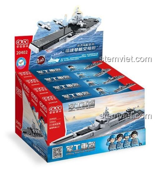 Hộp bộ lắp ghép Tàu Sân Bay Phúc Kiến GUDI 20402, đồ chơi mô hình hạm đội hải quân chất lượng cao.