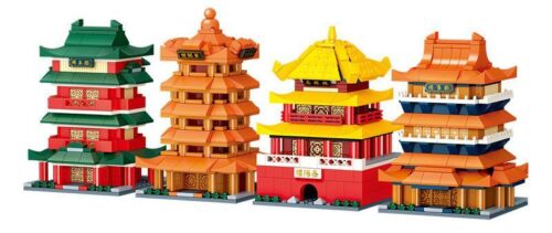 Bộ lắp ghép GUDI 51010 Tứ Đại Danh Lâu Trung Hoa, gồm Hoàng Hạc Lâu, Đằng Vương Các, Nhạc Dương Lâu, Quán Tước Lâu cho bé 6 tuổi.