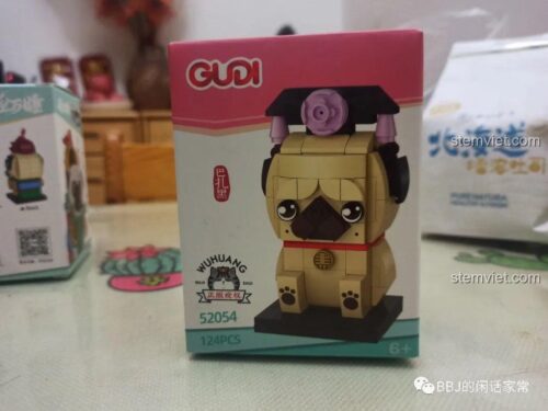 Hộp bộ lắp ghép GUDI 52054 Chó Pug Bazhahei Thần Cửa, đồ chơi lắp ráp GUDI chất lượng cao cho bé gái.