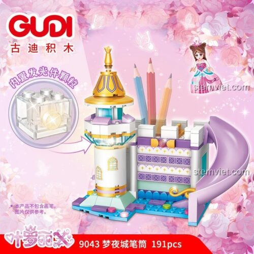 Đồ chơi lắp ráp Lâu đài công chúa Ye Luoli GUDI 9043 với tính năng đèn LED nổi bật, hộp đựng bút đa năng, món quà sáng tạo cho bé gái.