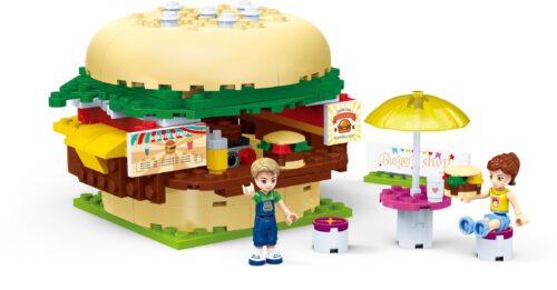 Mô hình bộ lắp ráp GUDI 9610 Cửa hàng hamburger khổng lồ với 2 nhân vật, phù hợp cho bé gái 6 tuổi, giá rẻ.