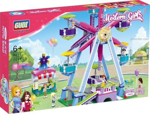 Hộp đồ chơi mô hình Vòng đu quay khổng lồ GUDI 9615 với 701 chi tiết, món quà ý nghĩa cho con gái.