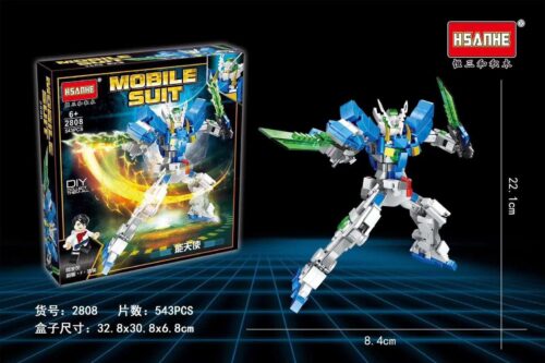 Bộ lắp ráp HSANHE 2808 Robot Gundam Exia Mobile Suit, mô hình robot chiến đấu màu xanh trắng, phù hợp bé trai 6 tuổi, giá tốt.