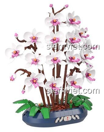 Mô hình hoa Lan Hồ Điệp JAKI JK2908 bộ xếp hình Lan Hồ Điệp Tuyết Ngọc cho người lớn, vẻ đẹp thanh lịch, giá tốt