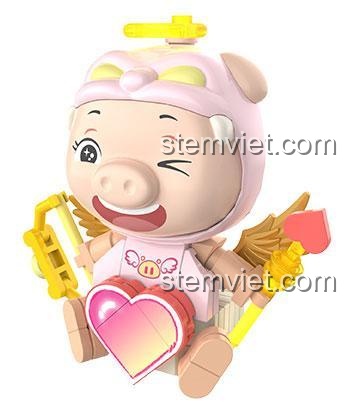 bộ lắp ghép GG Bond Cupid JAKI JK6832, mô hình đáng yêu với cánh và cung tên, màu hồng vàng trắng, cho bé trai, bé gái 14 tuổi