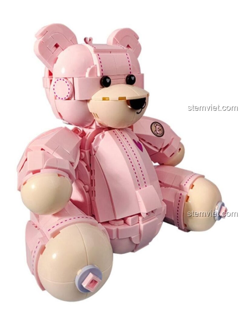 Đồ chơi mô hình Gấu Teddy JAKI JK8135, Gấu Teddy Hồng với khớp nối linh hoạt cho bé gái 8 tuổi
