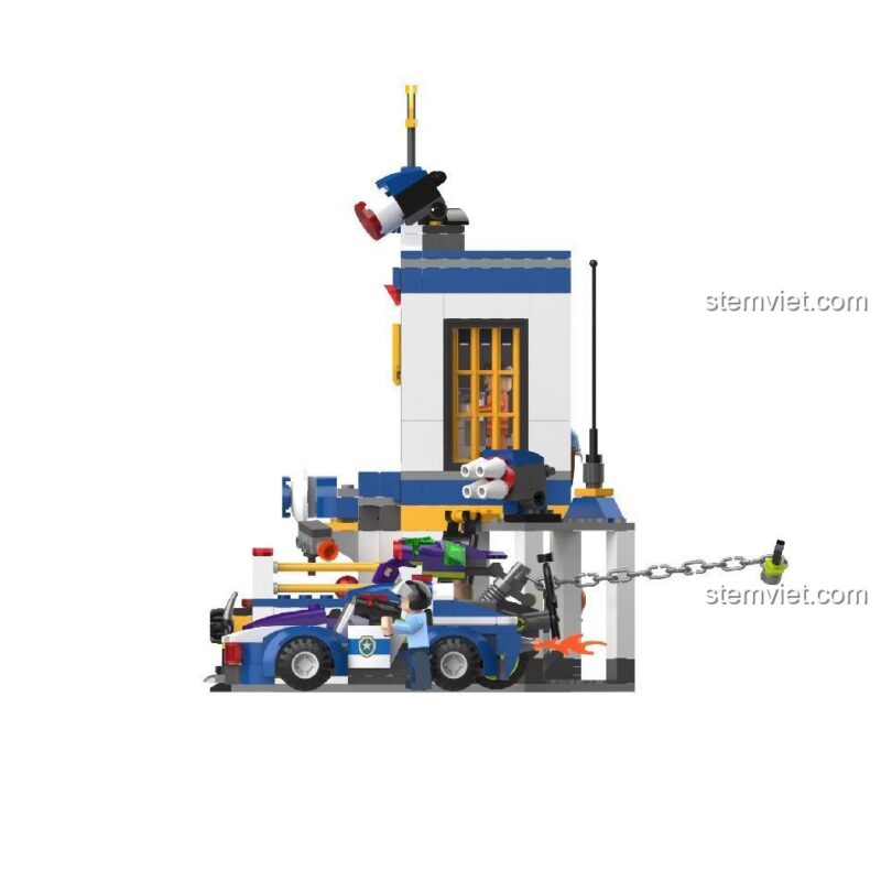 Bộ lắp ráp JAKI JAKI JK9501 Trạm Cảnh Sát và Xe Chống Khủng Bố, bộ lắp ghép Xe Cảnh Sát, đồ chơi xây dựng cho bé trai 8 tuổi.