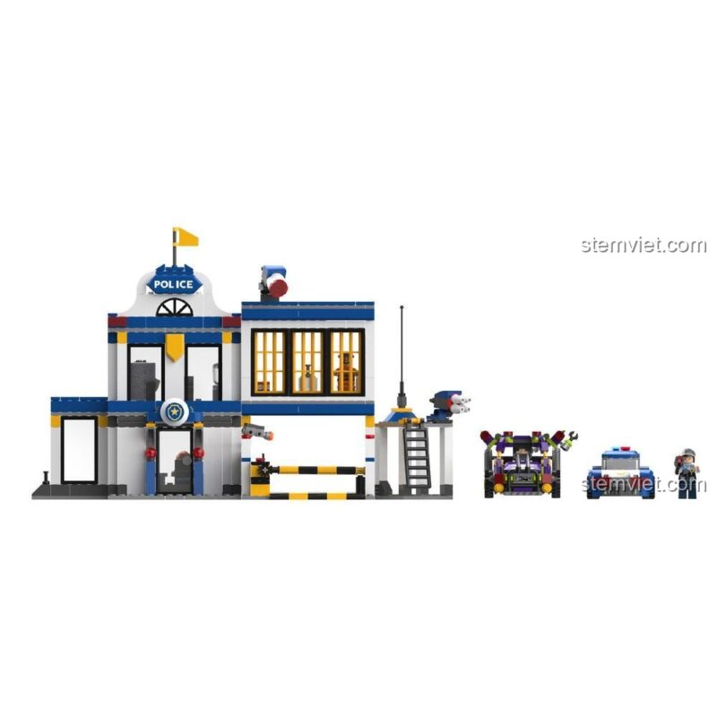 Mô hình đồ chơi lắp ghép Trạm Cảnh Sát JAKI JK9501 Trạm Cảnh Sát và Xe Chống Khủng Bố, Xe Cảnh Sát JK 9501 cảnh sát và tội phạm, phát triển tư duy logic cho bé trai.