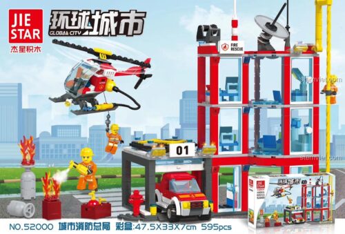 đồ chơi lắp ráp Trạm cứu hỏa JIESTAR 52000 bộ lắp ghép Tổng cục Cứu hỏa Thành phố, đồ chơi xây dựng Đội cứu hỏa thành phố cho bé trai 6 tuổi