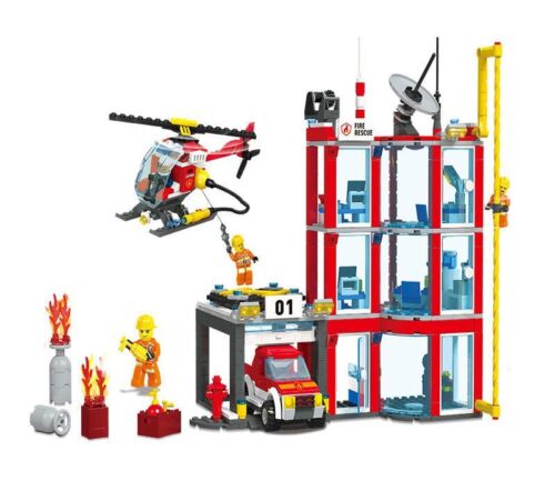 bộ lắp ghép Tổng cục Cứu hỏa Thành phố JIESTAR 52000 đồ chơi lắp ráp Trạm cứu hỏa cho bé trai 6 tuổi, giá tốt, mô hình trạm cứu hỏa chi tiết cao