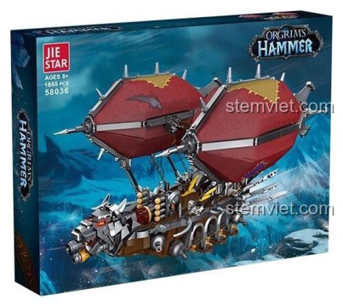 Hộp sản phẩm bộ lắp ráp JIESTAR 58036 Phi Thuyền Orgrim's Hammer, quà tặng giá tốt cho fan World of Warcraft.