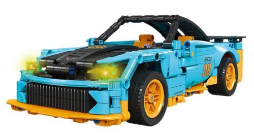 Bộ lắp ráp Chevrolet Corvette JIESTAR 58096 đồ chơi mô hình xe thể thao Corvette 608 mảnh ghép, điều khiển từ xa, đèn LED, giá tốt cho bé trai 6 tuổi